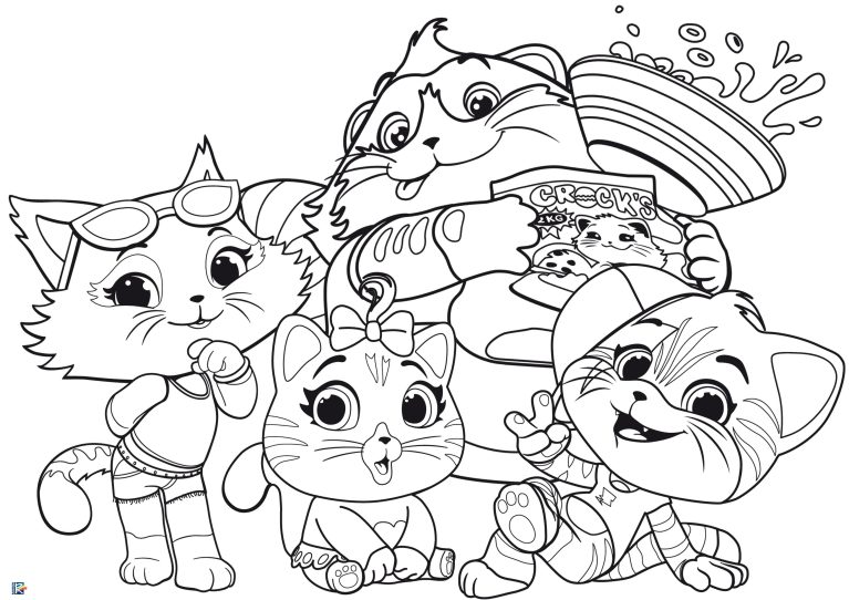 Coloriage 44 chats 2 Coloriage Le groupe des 44 chats